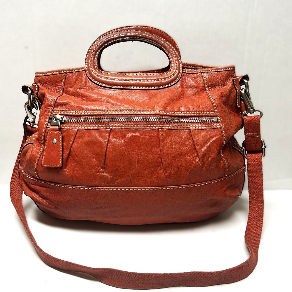 burnt orange Fossil leather shoulder bag